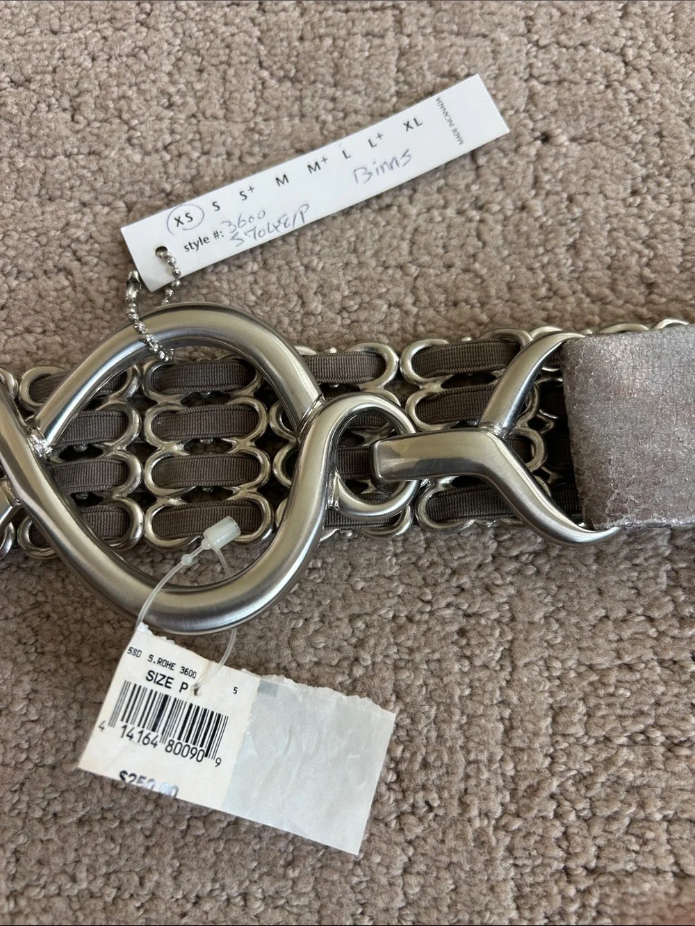 Suzi Roher Silver-Tone Chain Link Stretch Belt with Interlocking Ring
